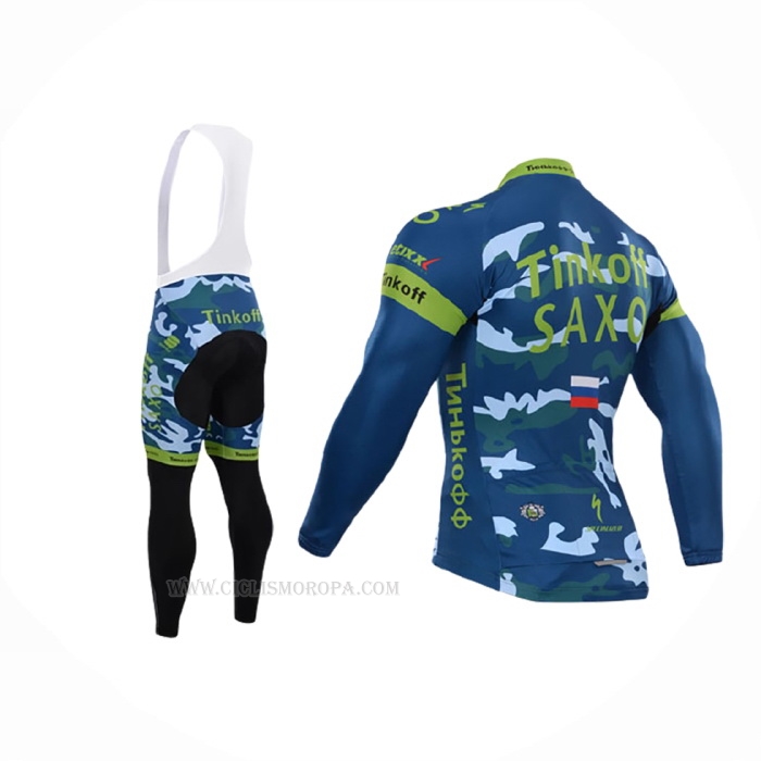 2015 Ropa Ciclismo Tinkoff Saxo Bank Azur Azul Mangas Largas y Culotte Lunga
